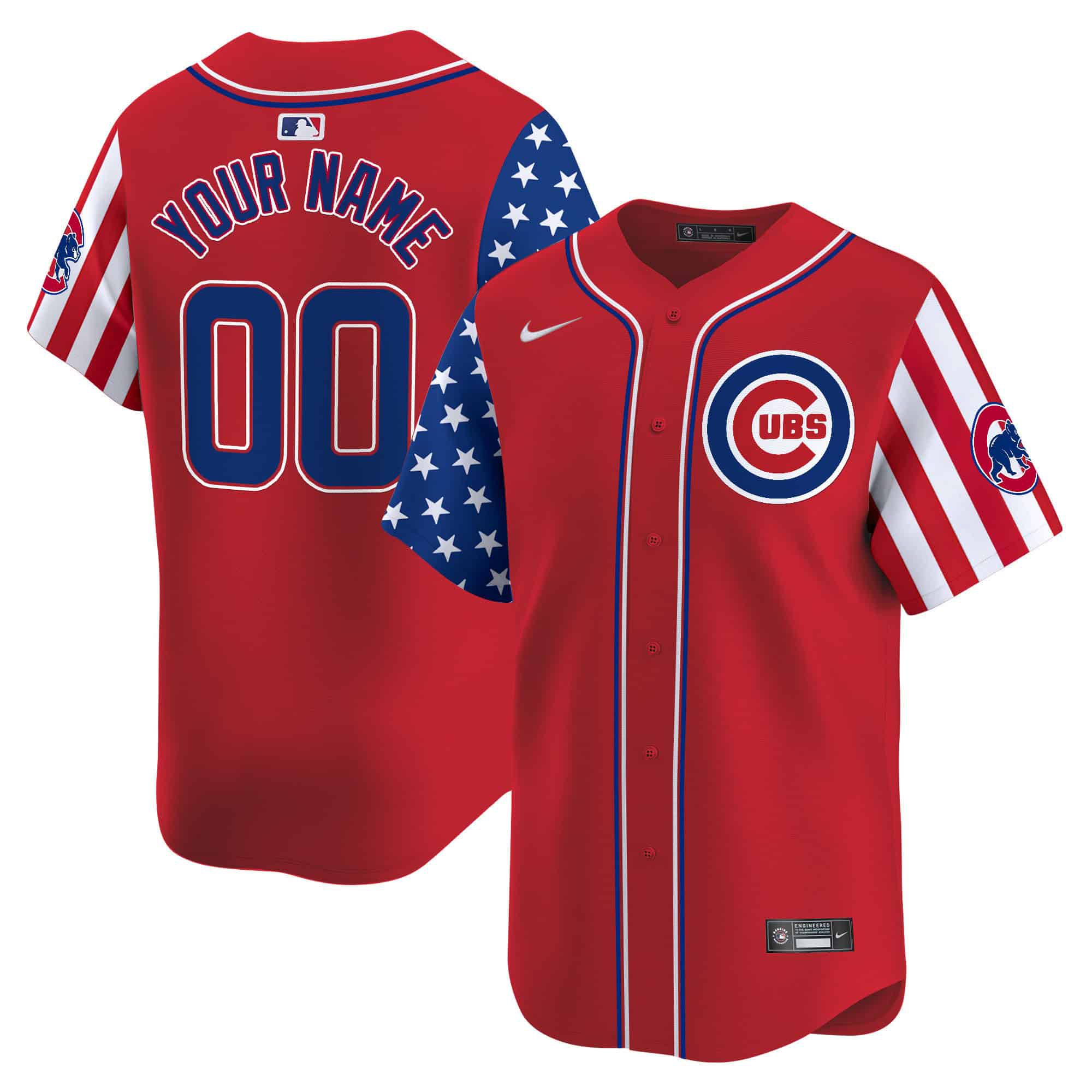 Men Chicago Cubs Red Nike 2024 Independence Day Vapor Premier Limited Custom MLB Jersey->customized mlb jersey->Custom Jersey